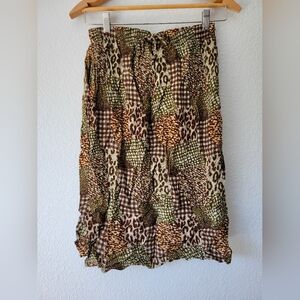 vintage patchwork animal print mini skirt, small